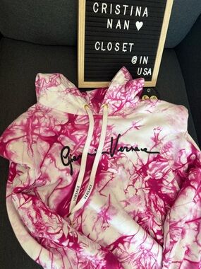 Versace Women Pink tie dye Hoodie-worn on Runway